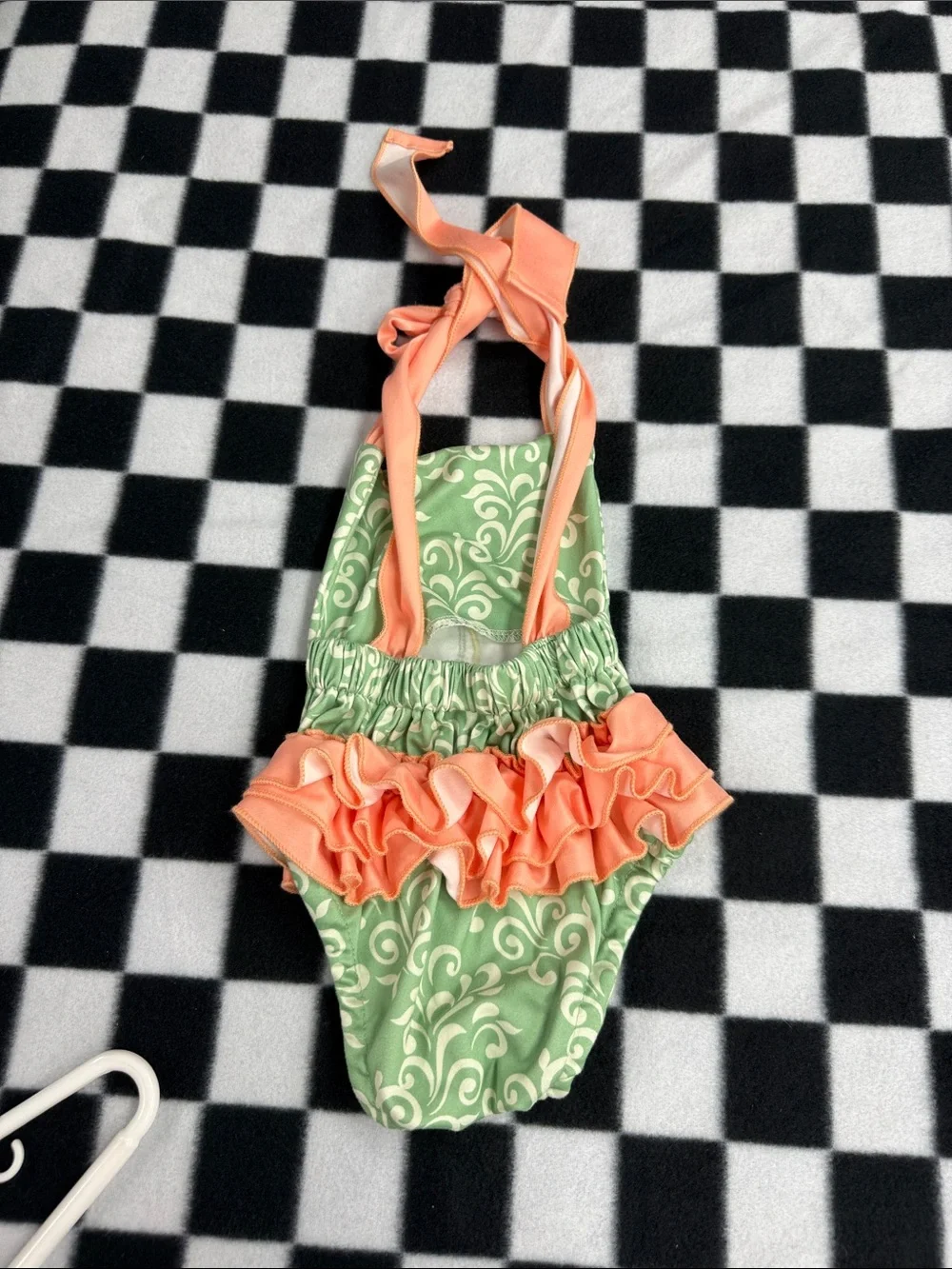 Green Baby Romper with Bunny-Duck Applique